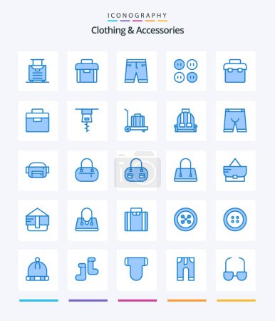 Illustration for Creative Clothing & Accessories 25 Blue icon pack  Such As lunchbox. box. clothe. clothing. buttons - Royalty Free Image