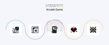 Ilustración de Arcade Line Filled Flat 5 Icon Pack Including billiard. play. electronics. games. play - Imagen libre de derechos