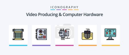 Illustration for Video Producing And Computer Hardware Line Filled 5 Icon Pack Including display. computer. hardware. motherboard. mainboard. Creative Icons Design - Royalty Free Image