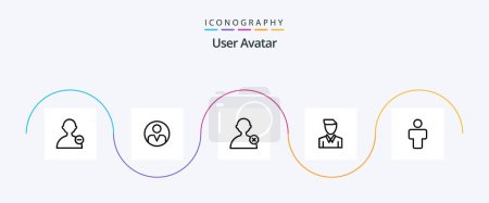 Téléchargez les illustrations : User Line 5 Icon Pack Including people. avatar. man. profile. man - en licence libre de droit