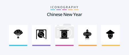 Illustration for Chinese New Year Glyph 5 Icon Pack Including newyear. new. newyear. chinese. chinese. Creative Icons Design - Royalty Free Image