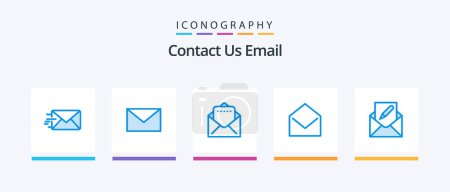 Illustration for Email Blue 5 Icon Pack Including . open. envelope. Creative Icons Design - Royalty Free Image
