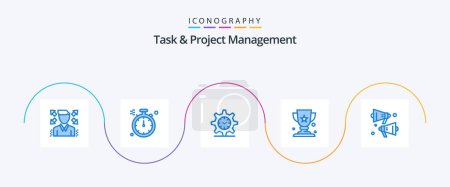 Ilustración de Task And Project Management Blue 5 Icon Pack Including . speaker. time. sound. winner - Imagen libre de derechos