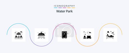 Ilustración de Water Park Glyph 5 Icon Pack Including . water. park. park. garden - Imagen libre de derechos