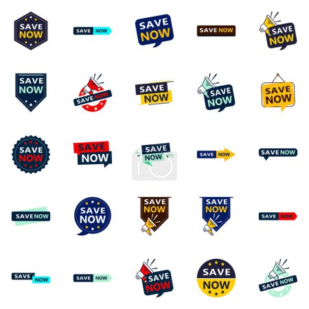 Illustration for 25 Versatile Typographic Banners for promoting saving across platforms - Royalty Free Image