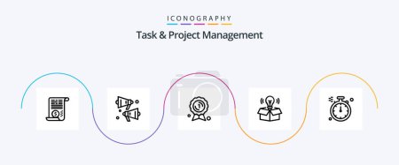 Illustration for Task And Project Management Line 5 Icon Pack Including idea . box . speaker. badge - Royalty Free Image