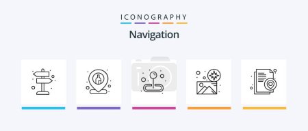 Illustration for Navigation Line 5 Icon Pack Including pin. location. compass. email. search. Creative Icons Design - Royalty Free Image