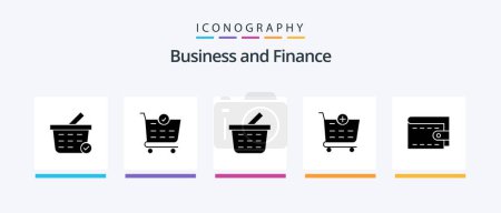 Téléchargez les illustrations : Finance Glyph 5 Icon Pack Including . shopping cart. wallet. cash. Creative Icons Design - en licence libre de droit