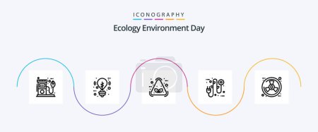Téléchargez les illustrations : Pack d'icônes de la ligne écologique 5 incluant l'éco. prise électrique. éclairage. l'écologie. recycler - en licence libre de droit