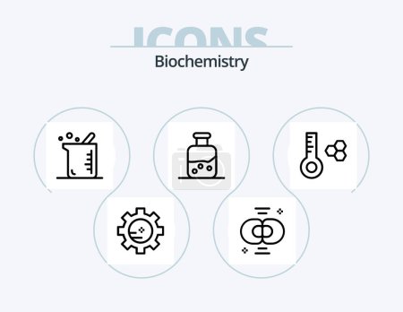 Illustration for Biochemistry Line Icon Pack 5 Icon Design. laboratory. chemistry. process. biology. laboratory - Royalty Free Image