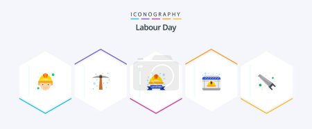 Illustration for Labour Day 25 Flat icon pack including hand. may. hard. labor. calendar - Royalty Free Image