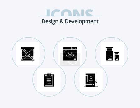 Illustration for Design and Development Glyph Icon Pack 5 Icon Design. development. coding. development. programing. design - Royalty Free Image