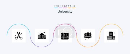 Téléchargez les photos : University Glyph 5 Icon Pack Including compose. student. school lockers. school. box - en image libre de droit