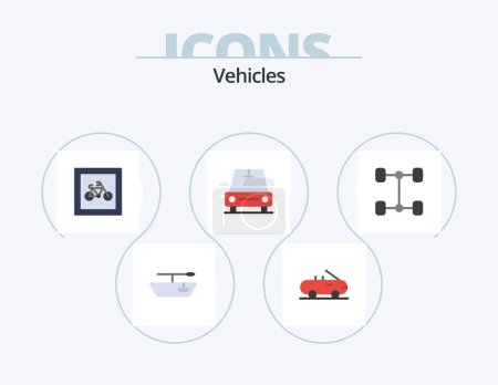 Illustration for Vehicles Flat Icon Pack 5 Icon Design. . car. vehicles - Royalty Free Image