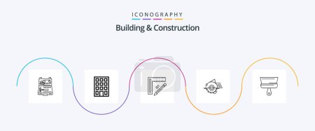 Illustration for Building And Construction Line 5 Icon Pack Including repair. circular saw. ruler. building. design - Royalty Free Image