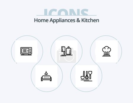 Illustration for Home Appliances And Kitchen Line Icon Pack 5 Icon Design. home. service. machine. hotel . tea - Royalty Free Image
