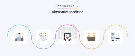 Illustration for Alternative Medicine Flat 5 Icon Pack Including environment. wellness. ear buds. spa. beauty - Royalty Free Image