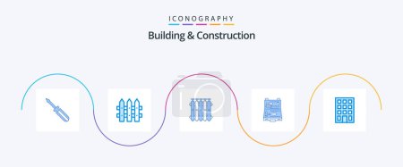 Téléchargez les illustrations : Building And Construction Blue 5 Icon Pack Including box. construction. radiator. building. heat - en licence libre de droit