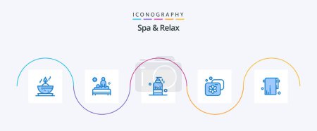 Ilustración de Spa And Relax Blue 5 Icon Pack Including bathroom. facility. beauty. beauty. yoga - Imagen libre de derechos