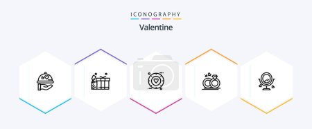 Illustration for Valentine 25 Line icon pack including signal. love. gift. day. valentine - Royalty Free Image