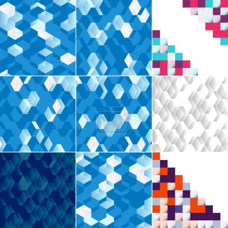 Ilustración de Blue mosaic pattern with a mosaic color gradient vector illustration suitable for use in design projects; color sample of a pixel landscape - Imagen libre de derechos