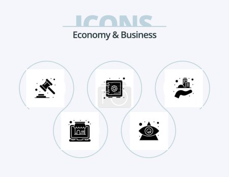 Illustration for Economy And Business Glyph Icon Pack 5 Icon Design. business. bank. auction. safe. deposit - Royalty Free Image