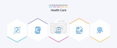 Ilustración de Health Care 25 Paquete de iconos azul incluyendo emergencia. diagnóstico. Médico. salud - Imagen libre de derechos
