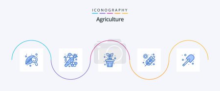 Téléchargez les illustrations : Ensemble d'icônes Agriculture Bleu 5 Y compris creusement. jardin. Légumes. l'agriculture. plante - en licence libre de droit