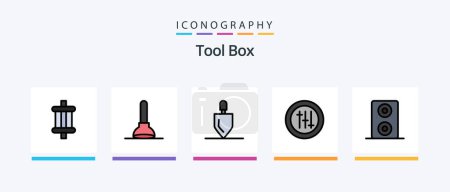 Photo for Tools Line Filled 5 Icon Pack Including . ink. tools. brush. Creative Icons Design - Royalty Free Image