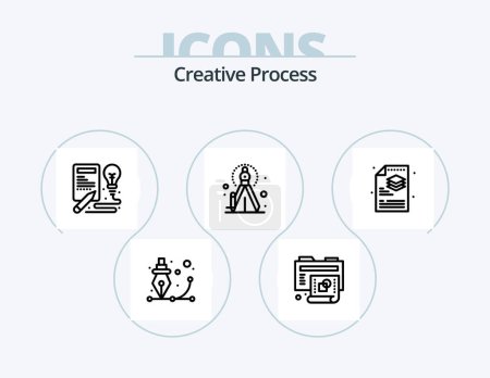 Illustration for Creative Process Line Icon Pack 5 Icon Design. gear. creative. pencil. process. leaf - Royalty Free Image