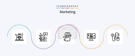 Ilustración de Marketing Line 5 Icon Pack Including marketing. mouse. growing. marketing. monitor - Imagen libre de derechos