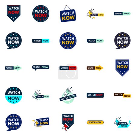 Ilustración de Get Your Customers Watching with Our Pack of 25 Watch Now Banners - Imagen libre de derechos