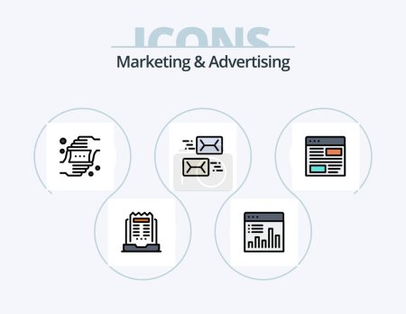 Illustration for Marketing And Advertising Line Filled Icon Pack 5 Icon Design. chart. analysis. campaign. message. email - Royalty Free Image