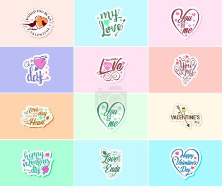 Illustration for Valentine's Day: A Time for Romance and Beautiful Artistry Stickers - Royalty Free Image