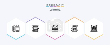 Illustration for Learning 25 Line icon pack including chemistry. knowledge. drawing. education. study - Royalty Free Image