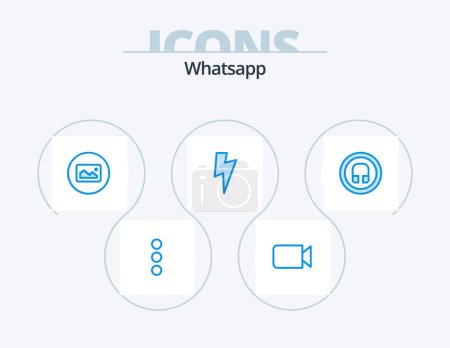 Ilustración de Whatsapp Blue Icon Pack 5 Icon Design. ui. auriculares. foto. auriculares. básico - Imagen libre de derechos