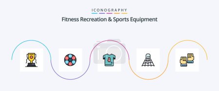 Illustration for Fitness Recreation And Sports Equipment Line Filled Flat 5 Icon Pack Including glove. sport. football. shuttlecock. soccer - Royalty Free Image