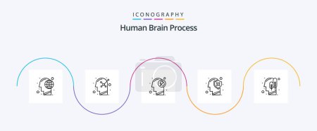 Illustration for Human Brain Process Line 5 Icon Pack Including mind. human. human mind. head. power - Royalty Free Image
