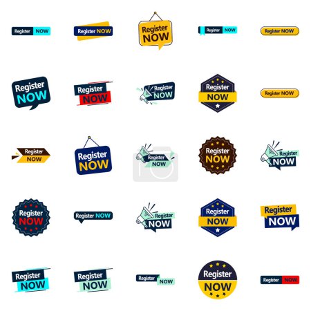 Téléchargez les illustrations : 25 Versatile Typographic Banners to increase registration - en licence libre de droit