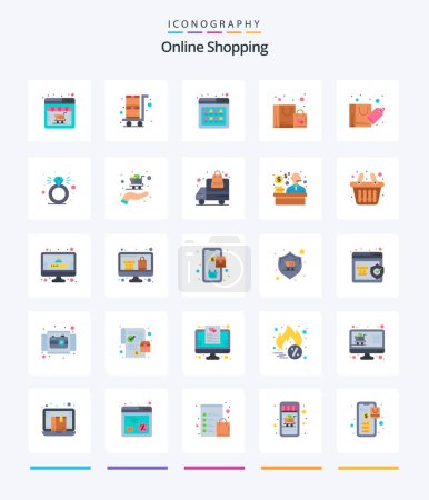 Téléchargez les illustrations : Creative Online Shopping 25 Flat icon pack  Such As bag. shopping. buy. favorite. product - en licence libre de droit