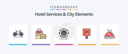 Illustration for Hotel Services And City Elements Line Filled 5 Icon Pack Including plug. charg. service. mobile . sign. Creative Icons Design - Royalty Free Image