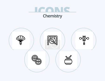 Illustration for Chemistry Line Icon Pack 5 Icon Design. flask. chemistry. chemical. drop. chemistry - Royalty Free Image