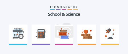 Téléchargez les illustrations : School And Science Flat 5 Icon Pack Including light. apple. books. study. book. Creative Icons Design - en licence libre de droit