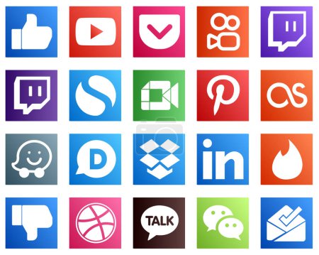 Illustration for 20 Essential Social Media Icons such as professional. dropbox. google meet. disqus and lastfm icons. Fully editable and unique - Royalty Free Image