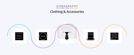Téléchargez les illustrations : Clothing and Accessories Glyph 5 Icon Pack Including wallet. fashion. necktie. accessories. top - en licence libre de droit