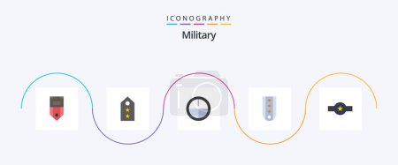 Illustration for Military Flat 5 Icon Pack Including striped. military. tag. insignia. military - Royalty Free Image