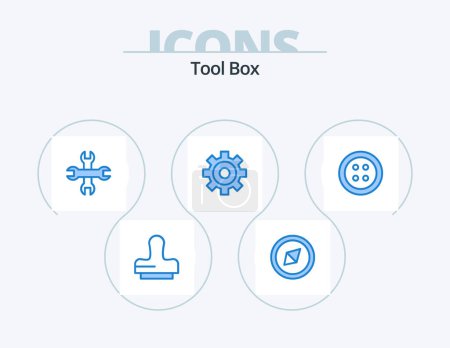 Illustration for Tools Blue Icon Pack 5 Icon Design. . wrench. tools - Royalty Free Image