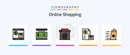 Ilustración de Online Shopping Line Filled 5 Icon Pack Including credit. card. money. money. like. Creative Icons Design - Imagen libre de derechos
