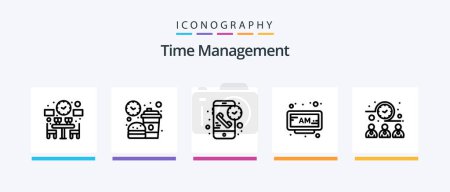 Téléchargez les illustrations : Time Management Line 5 Icon Pack Including time. clock. time. chat. time. Creative Icons Design - en licence libre de droit