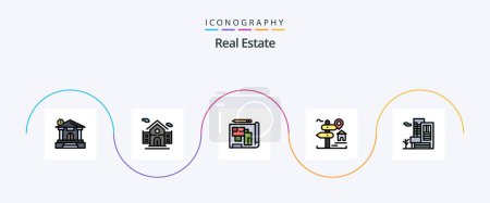 Ilustración de Real Estate Line Filled Flat 5 Icon Pack Including building. home. blueprint. real estate. sign - Imagen libre de derechos